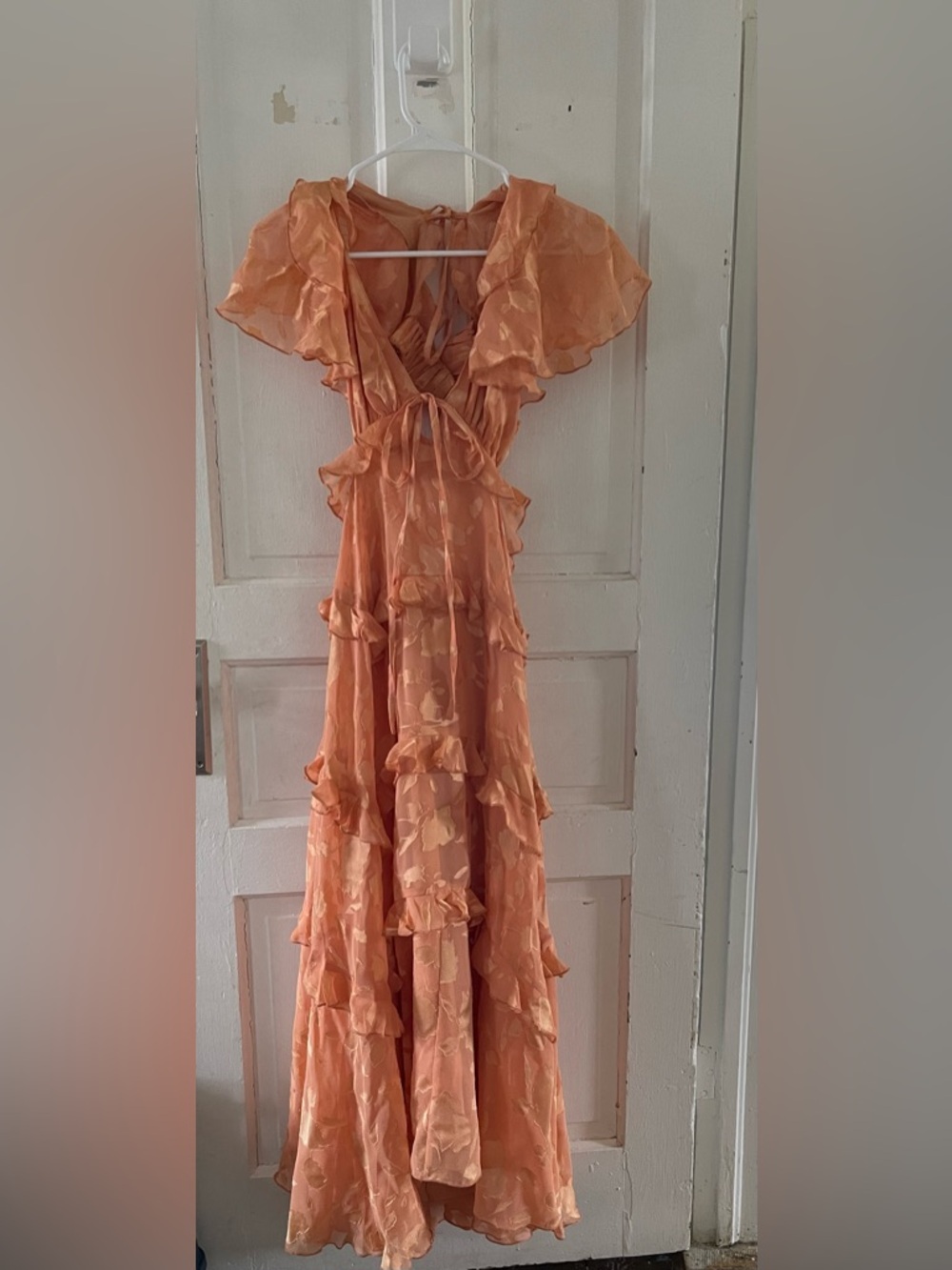 ASOS Peach Ruffle Tiered Maxi Dress